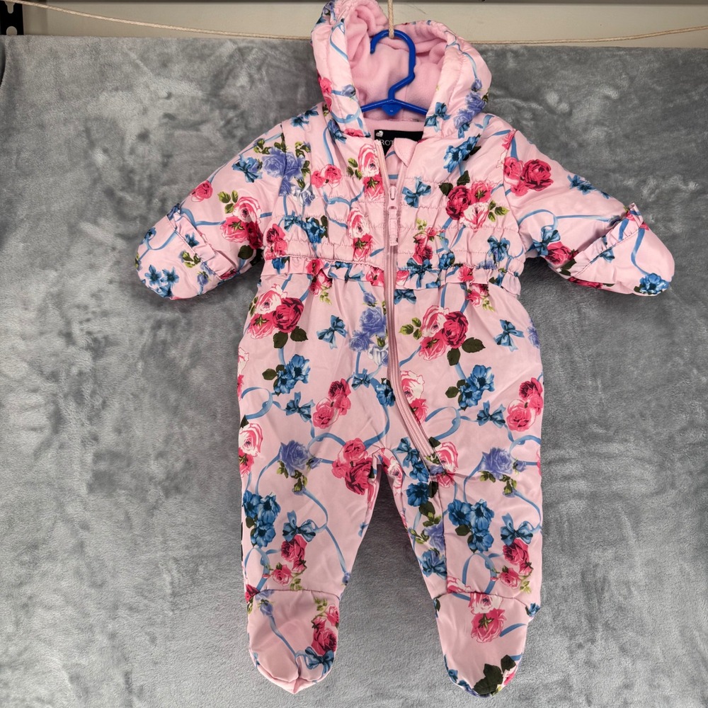 Rothschild Baby Girls Pink Floral Winter Snowsuit Pram Suit 3 6 Months